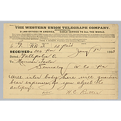 Telegram to Morrison Foster from H.C. Rutter
