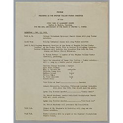 Program for "Program Presented by the Stephen Collins Foster Committee of the Civic Club of Allegheny County for the 68th Anniversary of the Death of Stephen C. Foster"