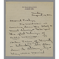 From Mrs. William Barclay Foster to Evelyn Foster Morneweck