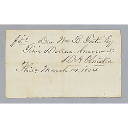 IOU from D.A. [?] to William B. Foster for $5.00