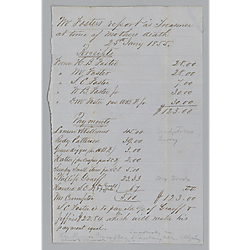 Morrison Foster lists and receipts for expenses at the time of Stephen Foster's death