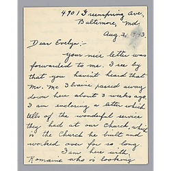 Letter from Julie McIlvaine to Evelyn Morneweck