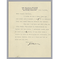 Letter from Julie McIlvaine to Evelyn Morneweck