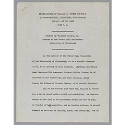 Remarks of Fletcher Hodges, Jr., at Foster Memorial rededication
