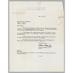 Letter from Fletcher Hodges, Jr., to Evelyn Morneweck