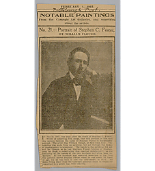 News clipping, "Notable Paintings from the Carnegie Art Galleries...No. 21, Portrait of Stephen C. Foster"