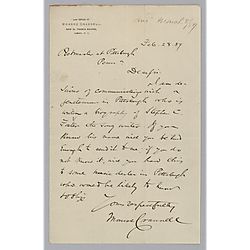 From Monroe Crannell to Postmaster at Pittsburgh
