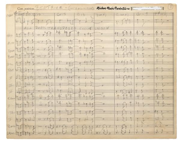 First pages of the manuscript score for "Beatrice"