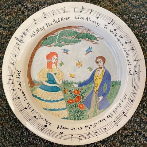 "Ah May the Red Rose Live Alway" plate by Willoughby Ions