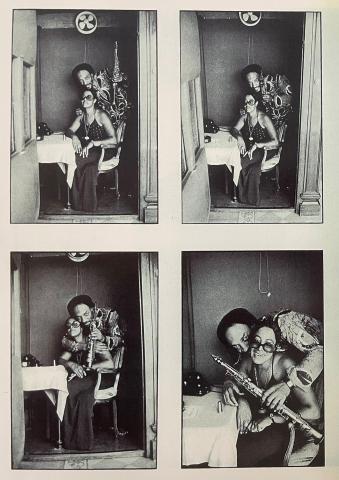 Four small pictures of Sam and Bea, part of a larger series of eight